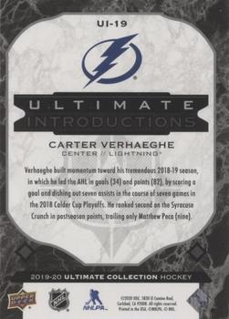 2019-20 Upper Deck Ultimate Collection - Ultimate Introductions Onyx Black #UI-19 Carter Verhaeghe Back