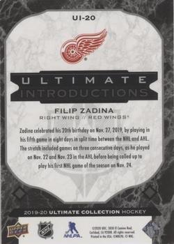 2019-20 Upper Deck Ultimate Collection - Ultimate Introductions Onyx Black #UI-20 Filip Zadina Back