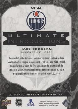 2019-20 Upper Deck Ultimate Collection - Ultimate Introductions Onyx Black #UI-23 Joel Persson Back