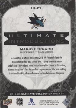 2019-20 Upper Deck Ultimate Collection - Ultimate Introductions Onyx Black #UI-27 Mario Ferraro Back