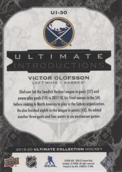 2019-20 Upper Deck Ultimate Collection - Ultimate Introductions Onyx Black #UI-30 Victor Olofsson Back