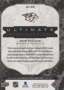 2019-20 Upper Deck Ultimate Collection - Ultimate Introductions Onyx Black #UI-33 Rem Pitlick Back