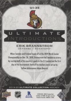 2019-20 Upper Deck Ultimate Collection - Ultimate Introductions Onyx Black #UI-35 Erik Brannstrom Back