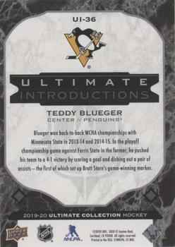 2019-20 Upper Deck Ultimate Collection - Ultimate Introductions Onyx Black #UI-36 Teddy Blueger Back