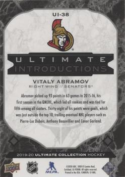 2019-20 Upper Deck Ultimate Collection - Ultimate Introductions Onyx Black #UI-38 Vitaly Abramov Back