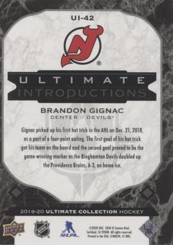 2019-20 Upper Deck Ultimate Collection - Ultimate Introductions Onyx Black #UI-42 Brandon Gignac Back