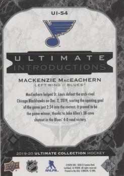 2019-20 Upper Deck Ultimate Collection - Ultimate Introductions Onyx Black #UI-54 Mackenzie MacEachern Back