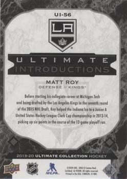 2019-20 Upper Deck Ultimate Collection - Ultimate Introductions Onyx Black #UI-56 Matt Roy Back
