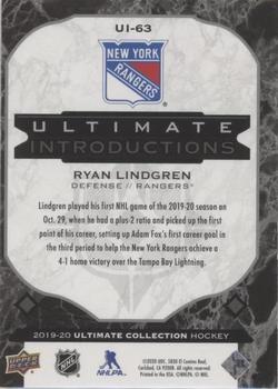 2019-20 Upper Deck Ultimate Collection - Ultimate Introductions Onyx Black #UI-63 Ryan Lindgren Back