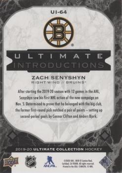 2019-20 Upper Deck Ultimate Collection - Ultimate Introductions Onyx Black #UI-64 Zach Senyshyn Back