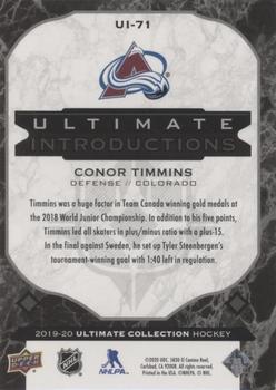 2019-20 Upper Deck Ultimate Collection - Ultimate Introductions Onyx Black #UI-71 Conor Timmins Back