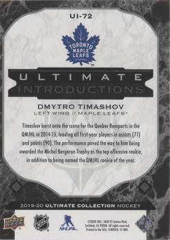 2019-20 Upper Deck Ultimate Collection - Ultimate Introductions Onyx Black #UI-72 Dmytro Timashov Back