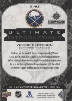 2019-20 Upper Deck Ultimate Collection - Ultimate Introductions Onyx Black #UI-92 Victor Olofsson Back