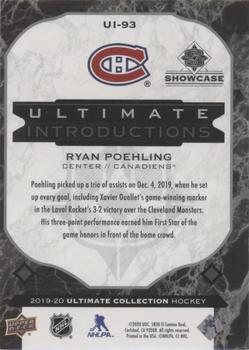 2019-20 Upper Deck Ultimate Collection - Ultimate Introductions Onyx Black #UI-93 Ryan Poehling Back