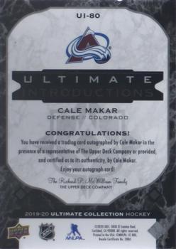 2019-20 Upper Deck Ultimate Collection - Ultimate Introductions Onyx Black Autographs #UI-80 Cale Makar Back