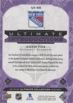2019-20 Upper Deck Ultimate Collection - Ultimate Introductions Purple #UI-55 Adam Fox Back