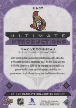 2019-20 Upper Deck Ultimate Collection - Ultimate Introductions Purple #UI-57 Max Veronneau Back