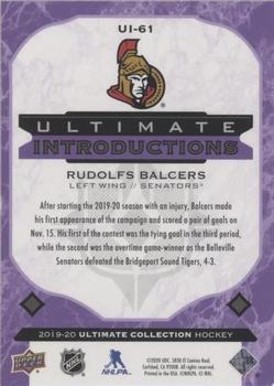 2019-20 Upper Deck Ultimate Collection - Ultimate Introductions Purple #UI-61 Rudolfs Balcers Back