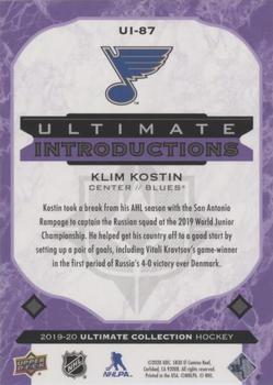 2019-20 Upper Deck Ultimate Collection - Ultimate Introductions Purple #UI-87 Klim Kostin Back