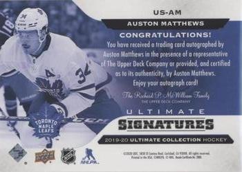 2019-20 Upper Deck Ultimate Collection - Ultimate Signatures #US-AM Auston Matthews Back