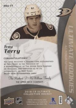 2019-20 Upper Deck Ultimate Collection - 2018-19 Upper Deck Ultimate Collection Update I #RRA-TT Troy Terry Back