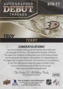 2019-20 Upper Deck Ultimate Collection - 2018-19 Upper Deck Ultimate Collection Update I #DTA-TT Troy Terry Back