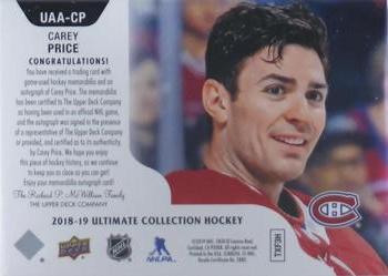 2019-20 Upper Deck Ultimate Collection - 2018-19 Upper Deck Ultimate Collection Update I #UAA-CP Carey Price Back