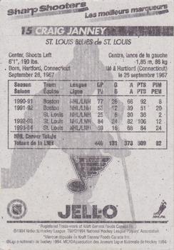 1994-95 Kraft - Jell-O Sharp Shooters #NNO Craig Janney Back