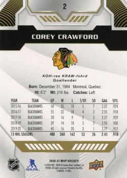 2020-21 Upper Deck MVP - Gold Script #2 Corey Crawford Back