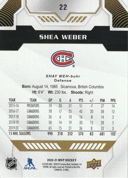 2020-21 Upper Deck MVP - Gold Script #22 Shea Weber Back