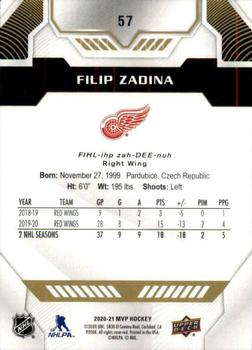 2020-21 Upper Deck MVP - Gold Script #57 Filip Zadina Back