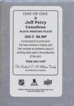 2020-21 Upper Deck MVP - Printing Plates Black #9 Jeff Petry Back