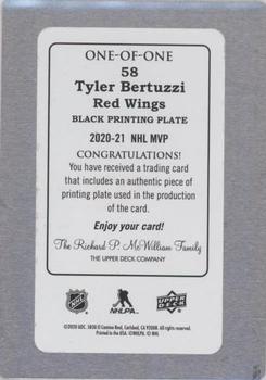 2020-21 Upper Deck MVP - Printing Plates Black #58 Tyler Bertuzzi Back