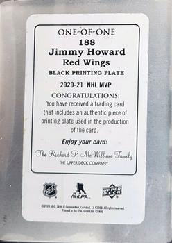2020-21 Upper Deck MVP - Printing Plates Black #188 Jimmy Howard Back