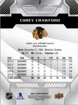 2020-21 Upper Deck MVP - Silver Script #2 Corey Crawford Back