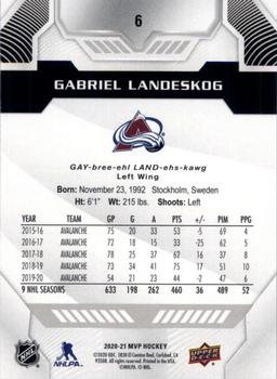 2020-21 Upper Deck MVP - Silver Script #6 Gabriel Landeskog Back