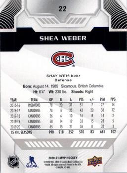 2020-21 Upper Deck MVP - Silver Script #22 Shea Weber Back