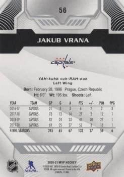 2020-21 Upper Deck MVP - Silver Script #56 Jakub Vrana Back