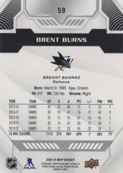 2020-21 Upper Deck MVP - Silver Script #59 Brent Burns Back