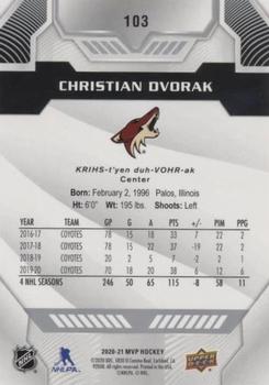 2020-21 Upper Deck MVP - Silver Script #103 Christian Dvorak Back