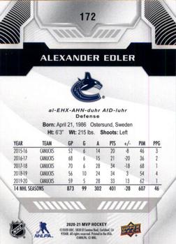 2020-21 Upper Deck MVP - Silver Script #172 Alexander Edler Back