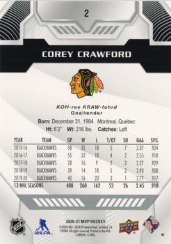 2020-21 Upper Deck MVP - Super Script #2 Corey Crawford Back