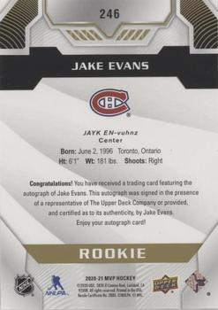 2020-21 Upper Deck MVP - Autographs #246 Jake Evans Back