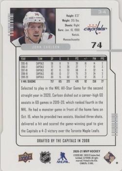 2020-21 Upper Deck MVP - Colors and Contours #34 John Carlson Back