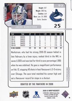 2020-21 Upper Deck MVP - Colors and Contours #93 Jacob Markstrom Back