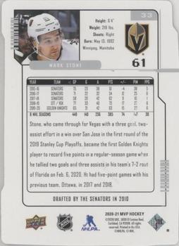 2020-21 Upper Deck MVP - Colors and Contours Green #33 Mark Stone Back
