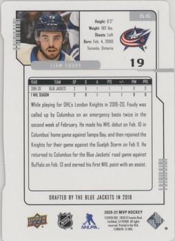 2020-21 Upper Deck MVP - Colors and Contours Green #66 Liam Foudy Back