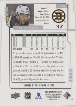 2020-21 Upper Deck MVP - Colors and Contours Green #73 Patrice Bergeron Back