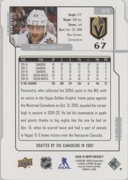 2020-21 Upper Deck MVP - Colors and Contours Green #83 Max Pacioretty Back