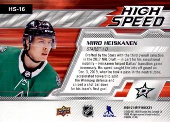 2020-21 Upper Deck MVP - High Speed #HS-16 Miro Heiskanen Back
